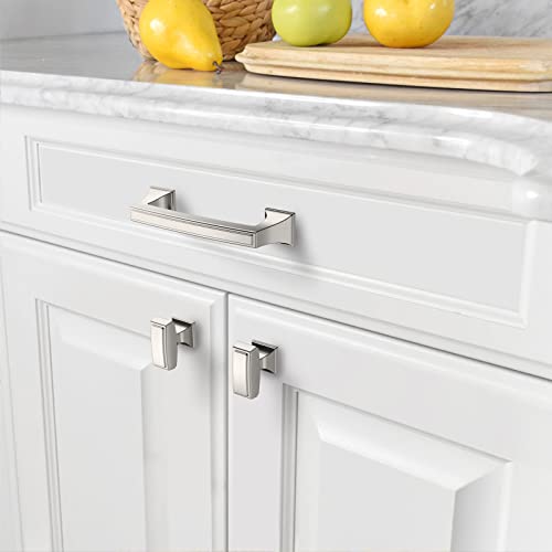 Amerdeco 10 Pack Brushed Satin Nickel Cabinet Pulls 3-3/4 Inch(96mm) Hole Center Cabinet Hardware Kitchen Cabinet Handles for Bathroom Drawer Pulls Dresser Pulls ZH0010 - color: Brushed Satin Nickel, size: 3.75"/96MM Hole Center