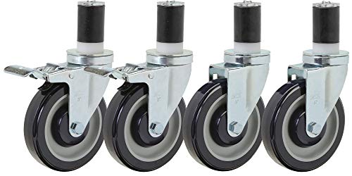 Food Prep Table Casters Set of 4 | 4" Polyurethane Caster Kit (2 Swivel and 2 Locking) for 1-1/2" ID Tubing … - size: 4x1-1/4" Total-Locking Blue