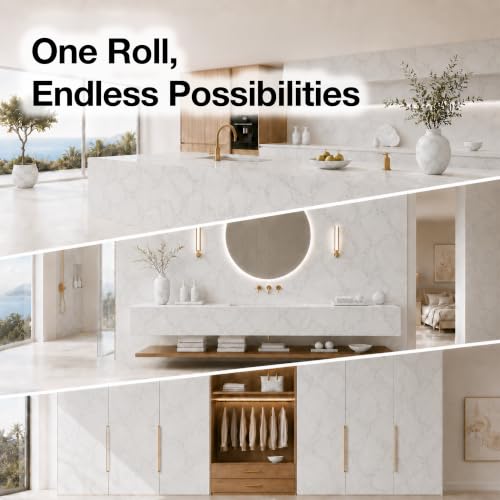 Very Berry Sticker Marble Contact Paper (Stone White Matte, 24" x 78", 2 Pack) Thick Premium Peel and Stick Countertop Wrap, Waterproof Vinyl, Renter Friendly for Kitchen Counters, Bathroom Vanities - color: White Matte, size: 24" x 78" (2-pack)