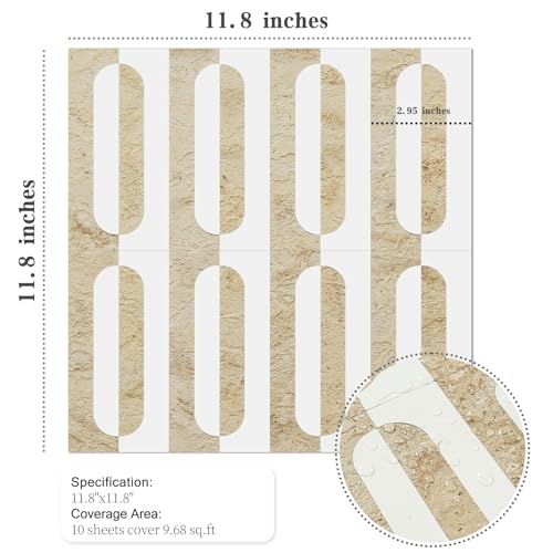 STICKGOO Peel and Stick Backsplash Tiles, 12 x 12 in, White/Yellow Slate - color: Beige Yellow +Matt Pure White
