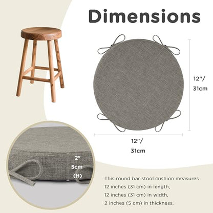 AddGrace Round Bar Stool Cushions with Ties Set of 2 12" Light Gray - color: Light Gray