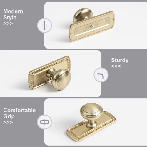 6Pack Champagne Bronze Cabinet Knobs with Backplate Drawer knobs - color: Champagne Bronze, style: Beadedge
