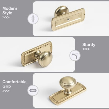 6Pack Champagne Bronze Cabinet Knobs with Backplate Drawer knobs - color: Champagne Bronze, style: Beadedge