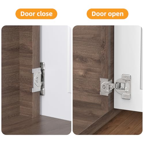 Chibery Non-Slow Close Regular Hinges, 1-3/8" Overlay Standard Concealed Cabinet Hinges for Face Frame Door, 2D Self Closing Hidden, 105° Opening, Easy-on Dowels ＆ Self-Tapping Wooden Screws, 4 Pack - size: 1-3/8 inch Overlay