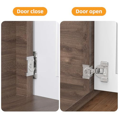 Chibery Non-Slow Close Regular Hinges, 1-3/8" Overlay Standard Concealed Cabinet Hinges for Face Frame Door, 2D Self Closing Hidden, 105° Opening, Easy-on Dowels ＆ Self-Tapping Wooden Screws, 4 Pack - size: 1-3/8 inch Overlay