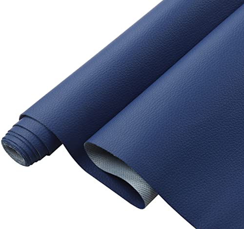Picheng Lychee Faux Leather Fabric: 13.8" x 53" Soft Blue Faux Leather Roll - color: Blue