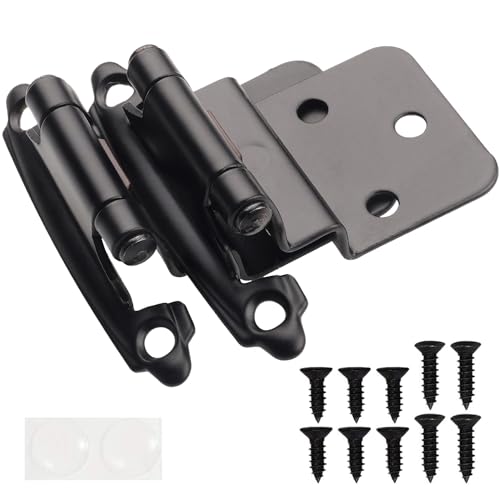 DecoBasics 3/8" Inset Cabinet Hinges Black (5 Pair -10 Pcs) Offset Self Closing Matte Black Cabinet Hinges for Kitchen Cabinets w/Bumpers & Upgraded Screws - color: Matte Black, size: 10 Pack