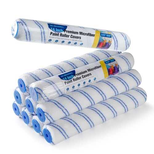 14 Inch Microfiber Paint Roller Covers, 3/8" Nap, 10 Pack - size: 14 Inch Paint Roller Kit, 10 Pack