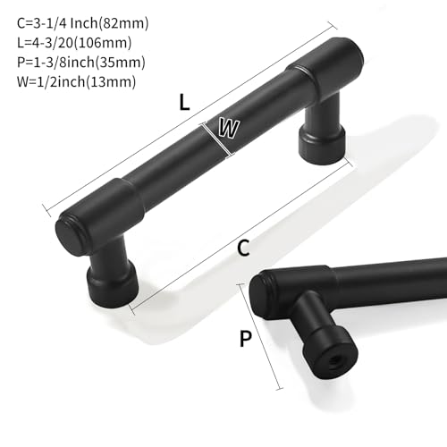 10 Pack 3-1/4 Inch Matte Black Drawer Pulls Cabinet Hardware Handles for Cabinets & Cupboards - color: Matte Black, size: 3-1/4"(82mm) Hole Center