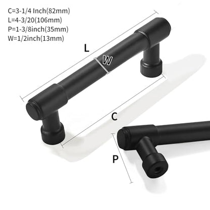 10 Pack 3-1/4 Inch Matte Black Drawer Pulls Cabinet Hardware Handles for Cabinets & Cupboards - color: Matte Black, size: 3-1/4"(82mm) Hole Center