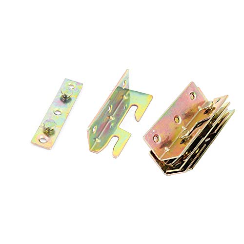 XMHF Bed Rail Brackets Heavy Duty Wood Snap Connectors Fittings No-Mortise Installation Connectors Brass Tone 4 Set