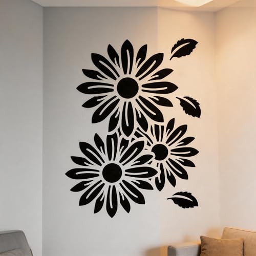TIAMECH A4 Reusable Rustic Sunflower Floral Stencil for Painting - style: Rustic Sunflower Floral