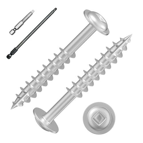 Wensilon Pocket Hole Screws, #8 x 1-1/2", Square Drive, White, 1lbs 108pcs - color: Silver, size: 8*1-1/2"