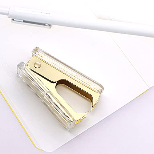 1PC Clear Yellow Gold Staples Remover Acrylic Luxury Yellow Golden Metal Body Staple Puller Removal Tool with Lock Professional Staple Remover for School Supplies Desktop Accessories (Yellow Gold) - color: Yellow Gold