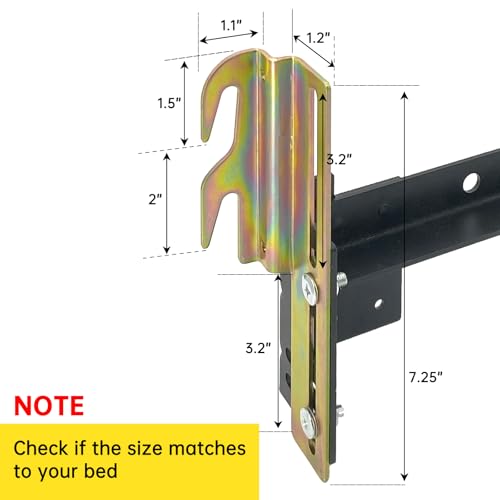 2PCS #711 Bolt-On to Bed Frame Conversion Brackets with Hardware Hook Plate,Headboard Hook Set, Hook on Bed Rails, Hook on Bed Frame Brackets