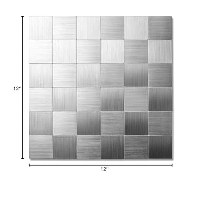 Yipscazo 10 Sheet Peel and Stick Backsplash Mosaic Tiles Stainless Steel Metal Look Kitchen Backsplash Stick on Tiles for Stove, Bathroom, Laundry in Silver (11.8'' x 11.8'') - color: Square Sheet