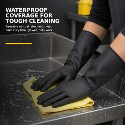 Heavy Duty Chemical Resistant Rubber Gloves (1 Pair) - Extra Long Cleaning & Industrial Work Gloves, Acids & Solvents - size: Large