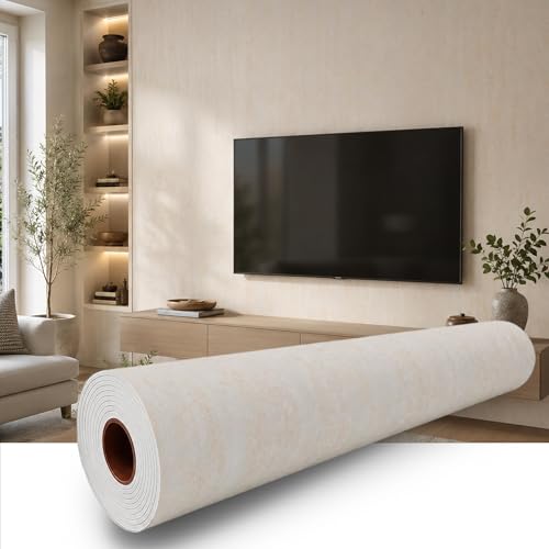 Beige Travertine Peel and Stick Wallpaper, 47.2 x 394 in - color: Beige Travertine, size: 47.2" x 394"