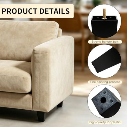 FabricJoy 12 Pack 6 Inch Plastic Furniture Legs Square Sofa Couch Legs Replacement Tapered Feet with M8 T-Nuts Screws for Legs Sofas Table Chairs Cabinets Dressers Beds - size: 6 inch