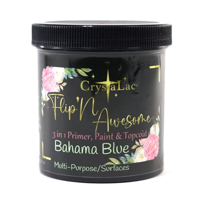 CrystaLac, FlipN'Awesome 3in1 Paint, Primer, Top Coat (Bahama Blue, 16oz Pint)
