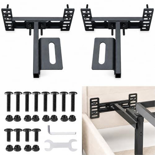 Adjustable Headboard Brackets for Metal Bed Frame w/ Dual Bilateral Plates