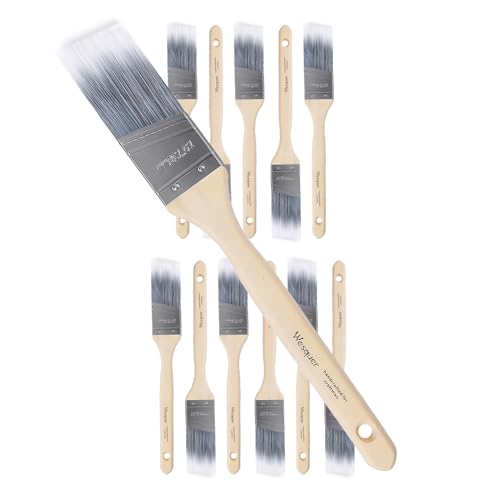 Wesquer 1.5 Inch Angled Paint Brushes 12 Pack Bulk Professional Wall Stain - size: 1.5inch (12 pack)