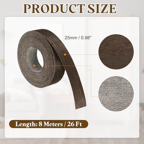 uxcell 1 Inch x 26ft Wood Veneer Edge Banding, Pre-Glued Flexible Eucalyptus Edging Strips, Iron on with Hot Melt Adhesive Wood Tape for Cabinet Repair and Furniture Restoration - size: 1 Inch x 26ft