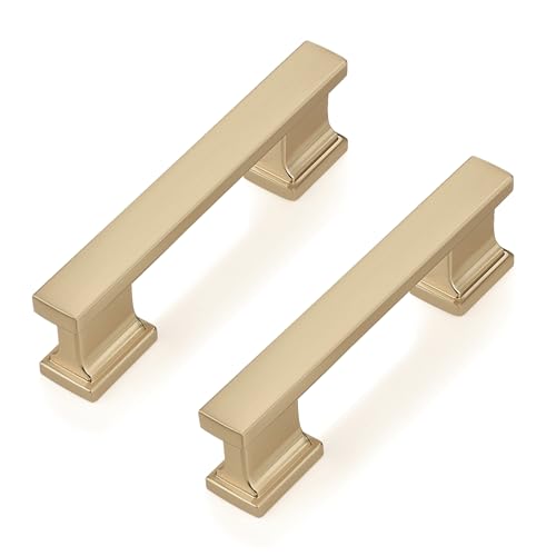 Probrico 10 Pack Champagne Bronze Cabinet Handles 3 Inch(76mm) Hole Center Kitchen Cabinet Pulls, Brushed Brass Cabinet Hardware for Cupboard Champagne Bronze Dresser Drawer Pulls - color: Champagne Bronze, size: 3 inch hole center