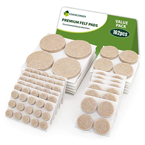 Felt Furniture Pads for Hardwood Floors 162 PCS, Round, Beige - size: 162PCS Value Pack Round Beige