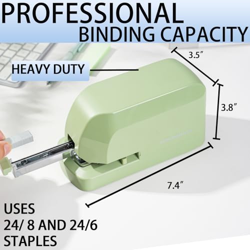 Electric Stapler for Desk, 45 Sheet Capacity Automatic Stapler Desktop, Office Staplers Electric, AC Operated Staplers Heavy Duty Office Use with 1,000 Staples & Staple Remover, Saga Green - color: Saga Green