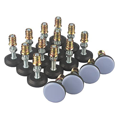 Furniture Leveler PTFE(Teflon) Bottom(28mm Base),Threaded Shank(1/4-20) Adjust Pads,Table/Chair/Cabinet/Sofa Medium Adjustable Legs Leveling,Nuts Installation and Floor Protection(16 Pack) - size: 28mm Base 1/4-20 x 1.5", 16 Pack