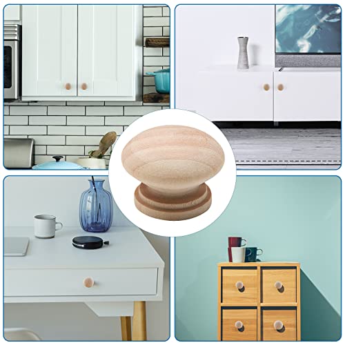 Waziaqoc 15PCS Unfinished Wooden Cabinet Knobs, 1-3/8 inch, Natural - color: Natural Wood