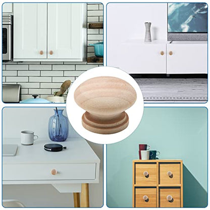 Waziaqoc 15PCS Unfinished Wooden Cabinet Knobs, 1-3/8 inch, Natural - color: Natural Wood