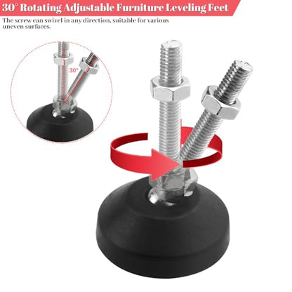 Bigstone 8 PCS M8 Thread Leveling Feet Heavy Duty Adjustable Swivel Furniture Leg Levelers for Table Desk Cabinets Shelf Chair 2 Inch Diameter (D50 x M8 x H50) - size: D50xM8x50mm