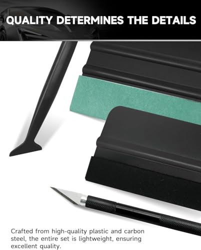 Car Window Tint Kit, 9 Pcs Privacy Film Application Kit, Vinyl Wrap Tools with Wrap squeegees Micro Squeege and Detachable Knife & 5 Extra Blade, Suitable for Family Office or Warehouse
