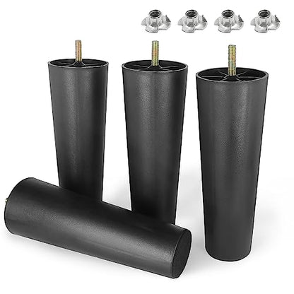 4pcs Plastic Furniture Legs 8" with T-Nuts, M8-1.25 Thread Bolt - size: 8 Inch, M8-1.25 Metric Thread Bolts