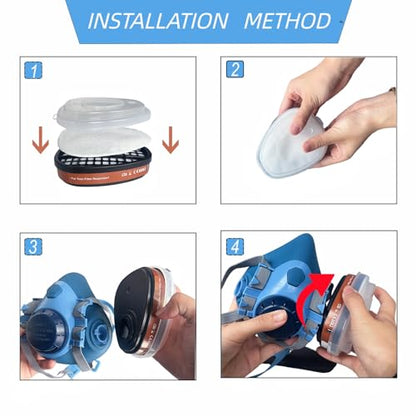 HANDLANDY Reusable Respirator Mask with A1P2, Half Face Mask Cover Set for Painting, Chemicals Protection, Welding, DIY, Woodworking, Clean Industrial Dust