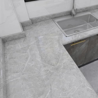 Granite Gray Marble Contact Paper for Countertops Peel and Stick Wallpaper - color: Granite Gray, size: 23.6" x 196"