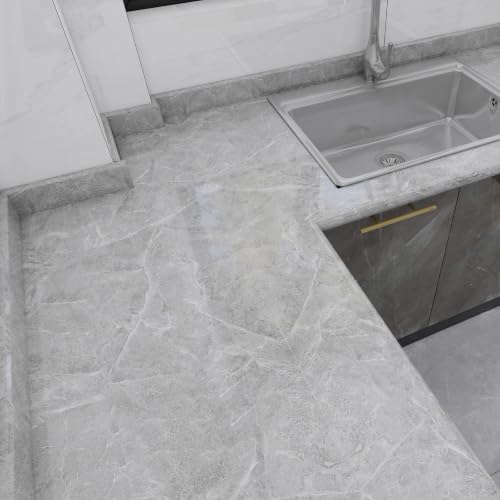 Granite Gray Marble Contact Paper for Countertops Peel and Stick Wallpaper - color: Granite Gray, size: 15.7" x 196.8"