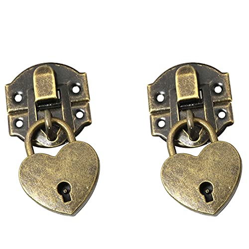 2 Sets 27 X 30mm Hasp Latch and Mini Box Hinges, Mini Decorative Lock Buckle with Screws, Antique Bronze