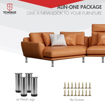 4 Inch Heavy-Duty Metal Furniture Legs 4-Pack Modern Round Feet - size: 4"/10cm