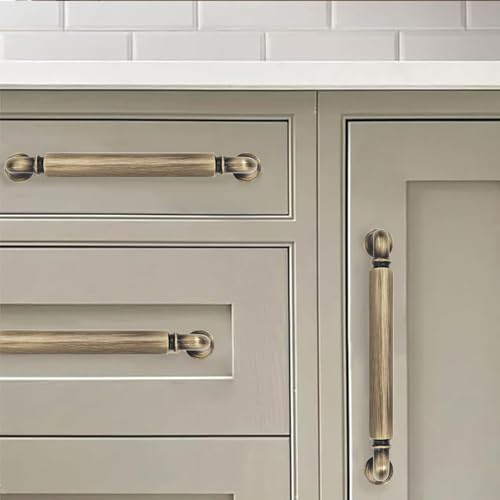 khtumeware 2-Pack Antique English Brass Heavy-Duty Solid Cabinet Pulls 3-1/2 Inch(89mm) Hole Center Drawer Pulls Cabinet Hardware Suitable for Kitchen Cabinets Bathrooms - color: Antique English Brass, size: 3-1/2 Inch(89mm)Hole Center