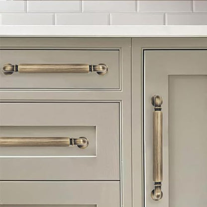 khtumeware 2-Pack Antique English Brass Heavy-Duty Solid Cabinet Pulls 3-1/2 Inch(89mm) Hole Center Drawer Pulls Cabinet Hardware Suitable for Kitchen Cabinets Bathrooms - color: Antique English Brass, size: 3-1/2 Inch(89mm)Hole Center