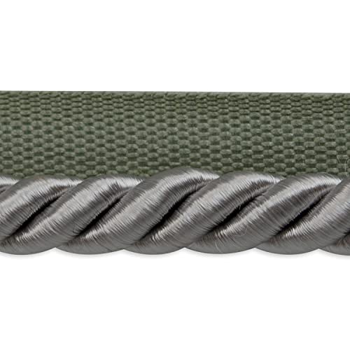 Trims by the Yard Hilda 3/8" Twisted Lip Cord Trim, Versatile Trim for DIY Crafts, Picture Frames, Home Decor, and Fashion Items, 10-Yard Cut, Gray - color: Gray