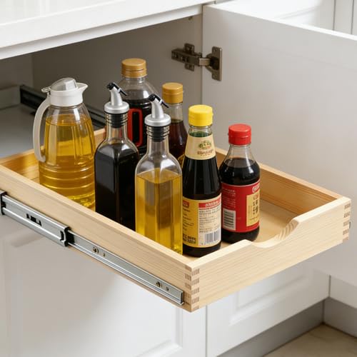 Soft Close Wood Pull Out Cabinet Drawer, 14", Fits 15"+ Opening - size: 14inch