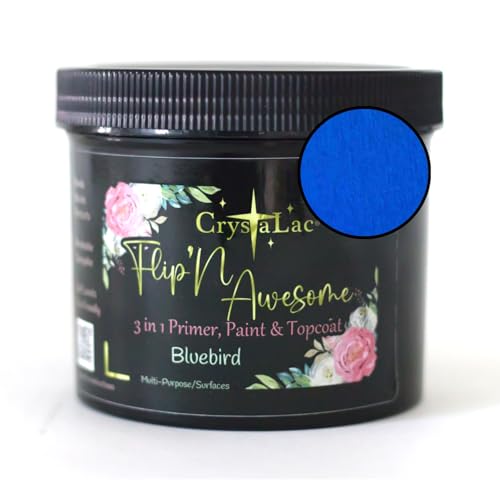 CrystaLac, FlipN'Awesome 3in1 Paint, Primer, Top Coat (Bluebird, 32oz Quart)