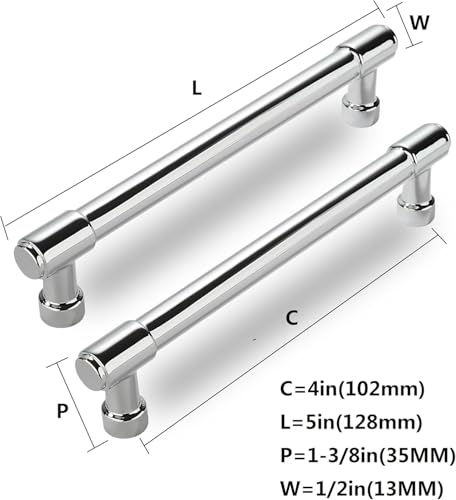 10 Pack Polished Chrome Cabinet Pulls,4 Inch(102mm) Hole Centers Cabinet Handles Kitchen Hardware for Cabinets and Drawer - color: Polished Chrome, size: 4"(102mm) hole center
