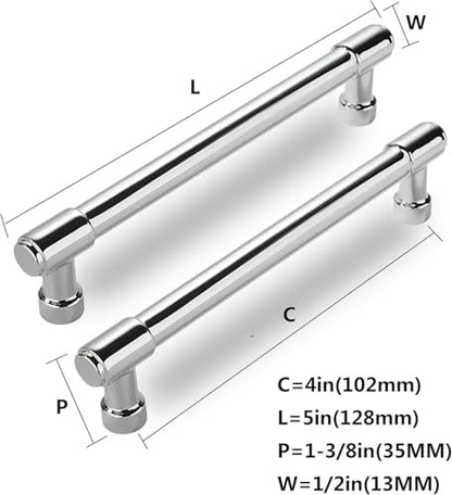 10 Pack Polished Chrome Cabinet Pulls,4 Inch(102mm) Hole Centers Cabinet Handles Kitchen Hardware for Cabinets and Drawer - color: Polished Chrome, size: 4"(102mm) hole center