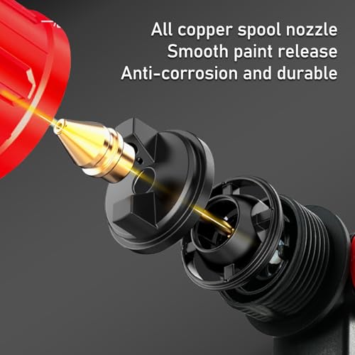 Paint Sprayer 1000W HVLP Electric Spray Paint Gun with 6 Copper Nozzles and 3 Spray Patterns 1200ML High Capacity Container for Furniture, Fences, Walls, Garage Doors (Red) - color: Red