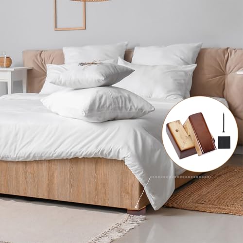 CHGCRAFT 4 Set Wooden Bed Riser Feet L Shaped Wood Furniture Legs Wooden Replacement Legs Adjustable Wood Bed Feet for Sofa Bed Home Decor